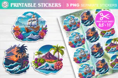 Summer. Tropical. Print & Cut Stickers PNG Product Image 1