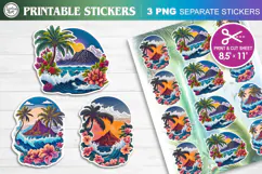 Summer. Tropical. Print & Cut Stickers PNG Product Image 1