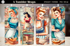 4 Vintage Girl Tumbler Wrap Sublimation, 20 oz Product Image 1