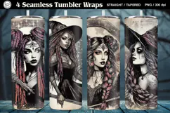 4 Witch Seamless Tumbler Sublimation, 20 oz Tumbler Wrap Product Image 1