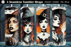 4 Witch Seamless Tumbler Sublimation, 20 oz Tumbler Wrap Product Image 1