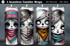 4 Zombie Doll Tumbler Wrap Sublimations, 20 oz Product Image 1
