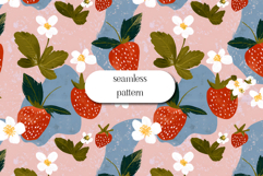 Strawberry Floral Seamless Pattern Cute Summer Design Product Image 1