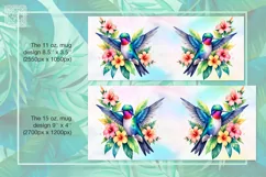 Hummingbird PNG sublimation. 11 & 15 oz mug wrap Product Image 2
