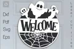 Welcome Halloween Sign. Halloween Door Hanger. SVG Product Image 1