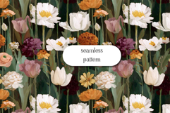 Vintage Garden Floral Seamless Pattern, Digital Paper Product Image 1