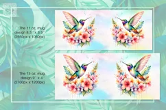 Hummingbird PNG sublimation. 11 & 15 oz mug wrap Product Image 2