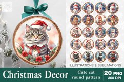Christmas Decor. Cute Cat Round Pattern 20 PNG sublimations Product Image 1