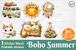 Summer. Boho. Print &amp; Cut Stickers PNG Product Image 1