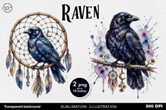 Watercolor Raven. PNG sublimation Product Image 1