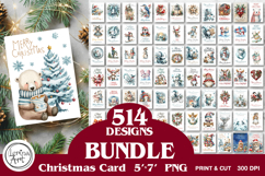 Merry Christmas Card. Printable cards BUNDLE Product Image 1
