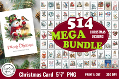 514 Merry Christmas Cards. Printable cards BUNDLE Product Image 1