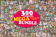 STICKER BUNDLE. Print &amp; Cut Stickers 300 PNG Product Image 1
