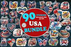 4-th of July. Print &amp; Cut Stickers PNG BUNDLE Product Image 1