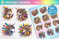 Cute Unicorn. Print &amp; Cut Stickers PNG Product Image 1