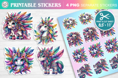Cute Unicorn. Print &amp; Cut Stickers PNG Product Image 1