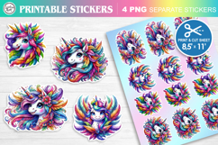 Cute Unicorn. Print &amp; Cut Stickers PNG Product Image 1