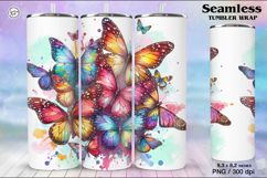 Summer Butterfly Tumbler Wrap Sublimation, 20 oz Product Image 1