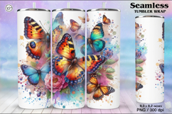 Summer Butterfly Tumbler Wrap Sublimation, 20 oz Product Image 1
