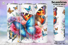Summer Butterfly Tumbler Wrap Sublimation, 20 oz Product Image 1
