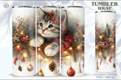 Christmas Kitty Seamless Tumbler Sublimation, 20 oz Product Image 1