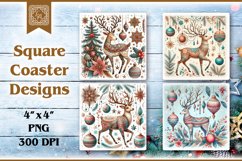 Cute Deer Christmas Coaster Design, 4 PNG Product Image 1