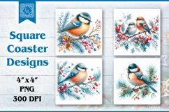 Winter Bird. Christmas Coaster Design, 4 PNG Product Image 1