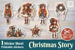 Christmas Story. Steampunk. Print & Cut Stickers PNG Product Image 1