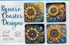 Sunflower Coaster Sublimation Product Image 1