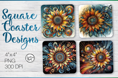Sunflower Coaster Sublimation Product Image 1