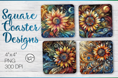 Sunflower Coaster Sublimation Product Image 1