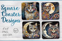 Moon Cat Coaster Sublimation Product Image 1