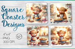 Highland Cow Coaster Sublimation Product Image 1