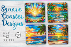 Stained Glass Coaster Sublimation / Tropical Sunset Product Image 1