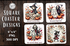 Halloween Coaster Design, 4 PNG Product Image 1