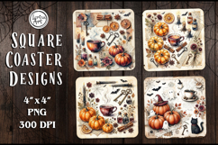 Halloween Coaster Design, 4 PNG Product Image 1