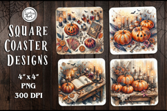 Halloween Coaster Design, 4 PNG Product Image 1