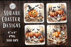 Halloween Coaster Design, 4 PNG Product Image 1