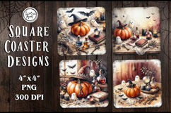 Halloween Coaster Design, 4 PNG Product Image 1
