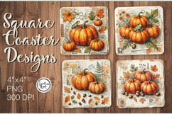 Cozy Autumn Coaster Design, 4 PNG Product Image 1