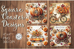 Cozy Autumn Coaster Design, 4 PNG Product Image 1