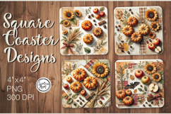 Cozy Autumn Coaster Design, 4 PNG Product Image 1