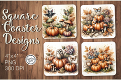 Cozy Autumn Coaster Design, 4 PNG Product Image 1