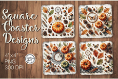 Cozy Autumn Coaster Design, 4 PNG Product Image 1
