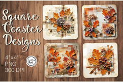 Cozy Autumn Coaster Design, 4 PNG Product Image 1