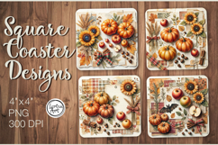 Cozy Autumn Coaster Design, 4 PNG Product Image 1