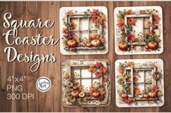 Cozy Autumn Coaster Design, 4 PNG Product Image 1