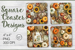Cozy Autumn Coaster Design, 4 PNG Product Image 1