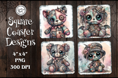 Zombie Toy Halloween Coaster Design, 4 PNG Product Image 1