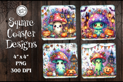 Halloween Mushroom Coaster Design, 4 PNG Product Image 1